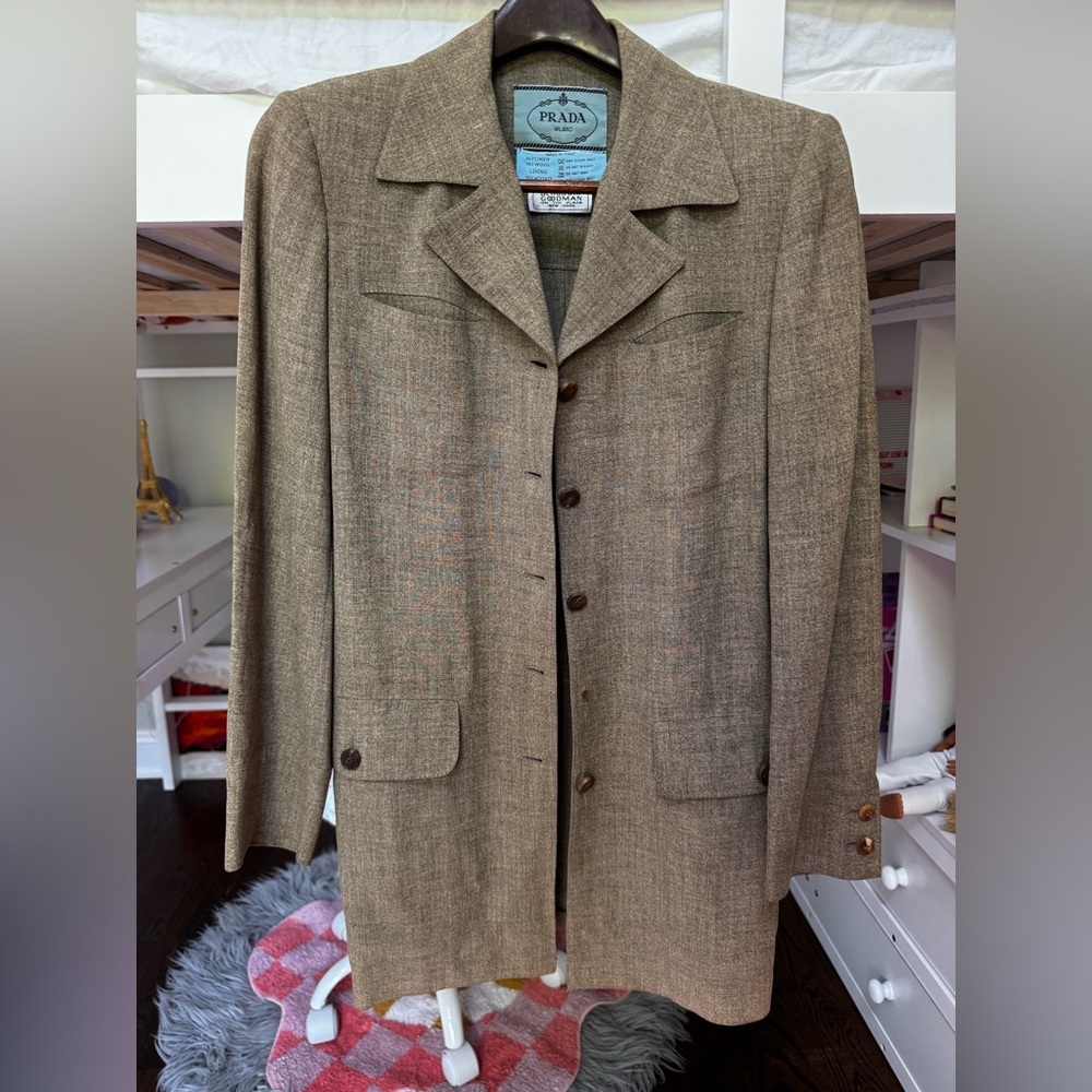 Vintage Prada Gray/Beige Wool Women’s Blazer- 80’s/90’s rare gem!